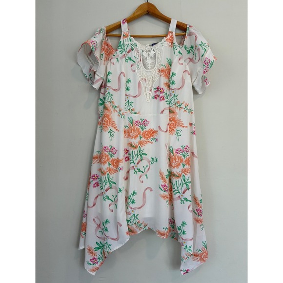 Disney Beauty and the Beast Floral Cold Shoulder Dress - Size XL - Picture 1 of 7